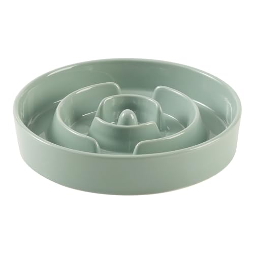Havniva Ceramic Slow Feeder Dog Bowls, 3.2 Cups Dog Bowl Slow Feeding for Medium and Large Breed, 9.5inch Puzzle Dog Food Bowl Slow Feeder Non-Slip Anti-Gulping and Anti-Choking Reduces Bloating - color: 1 x Light Green-A, size: 9.5inch