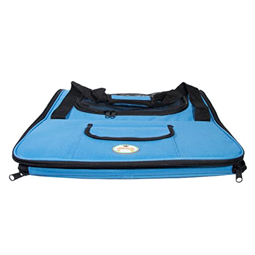 Pet Life ® 'Ultra-Lock' Collapsible Safety Travel Wire Folding Pet Carseat or Dog Car Seat Carrier with Side Pockets - color: Blue