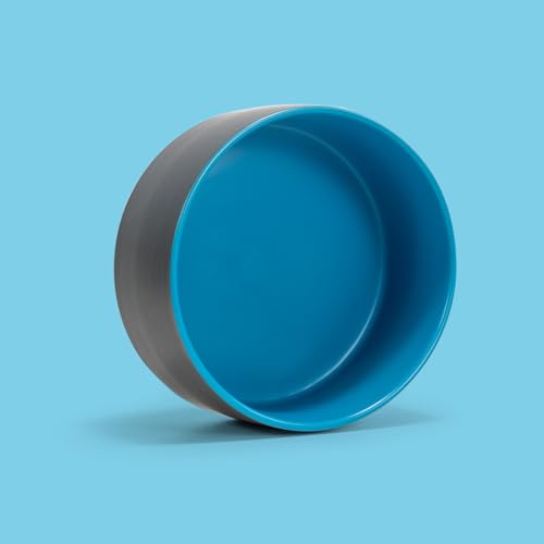 SPUNKYJUNKY 13.5OZ Ceramic Dog and Cat Bowl, Modern Cute Weighted Food Water Bowl for Replacement Blue-Grey (1 Pack) - color: Blue-grey, size: 1.7 CUPS