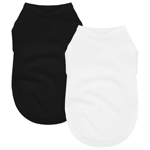 2 Pack Solid Color Dog Shirts - Lightweight, Quick Dry, Breathable Pet T-Shirts for Small to Large Dogs - Stretchy, Durable, Ideal for All Seasons and Holidays.Black White XS - color: Black,White, size: XS (9.5'' Chest)
