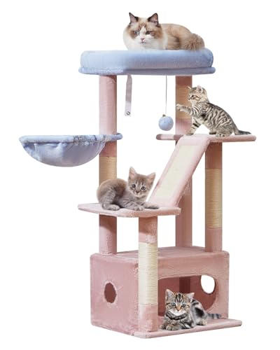 Taoqimiao Cat Tree,38.5-Inch Cat Tower for Indoor Cats,Suitable for Kittens with Luxurious cat condo with Adjustable Baskets and Luxurious Perch MS029SPB Pink and Blue - color: Pink and Blue, size: 38.5 Inches