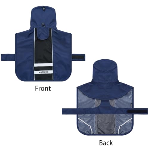Adjustable Dog Raincoat, Waterproof Dog Rain Jacket for Small Medium Large Dogs,Reflective Lightweight Pet Rain Coat with Leash Hole(Navy&Black, X-Large) - color: Navy&Black, size: X-Large(37-55lb)
