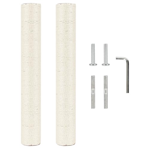 2.9in 7.4cm Diameter Cat Tree Scratching Post Replacement Sisal Pole Parts (M8, 50cm/19.7in) - color: 50cm/19.7in*2poles, size: M8