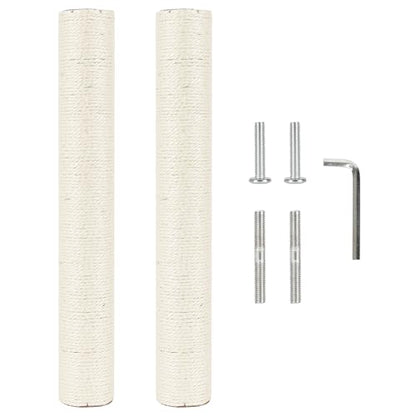 2.9in 7.4cm Diameter Cat Tree Scratching Post Replacement Sisal Pole Parts (M8, 50cm/19.7in) - color: 50cm/19.7in*2poles, size: M8