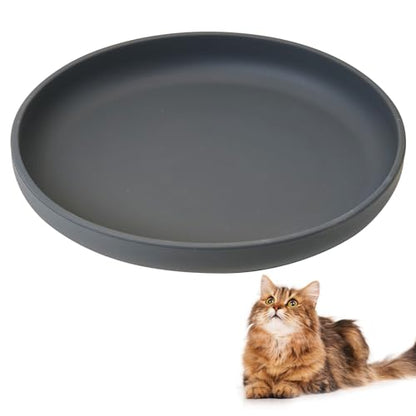 Silicone Cat Bowl Non-Slip Cat Food Plate Flat Dog Bowls with Suction Cup Shallow Puppy Food and Water Dish for Small and Medium Pets (Steel Gray) - color: 1 Pcs - (Steel Gray)