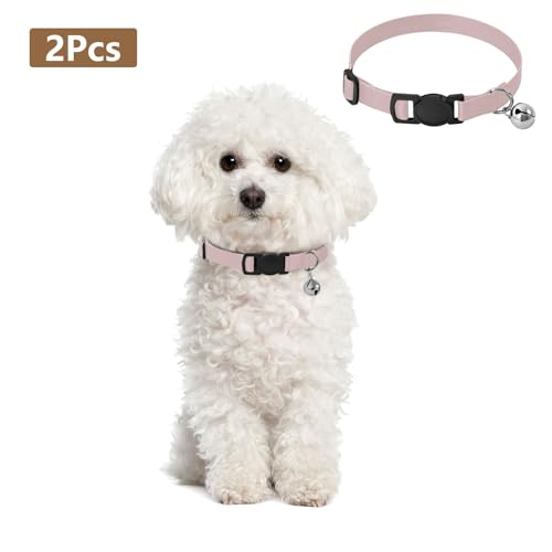 Sand Beige Collar for Kitten, 2 Pack Collar with Bell for Dog Puppy - color: Sand Beige
