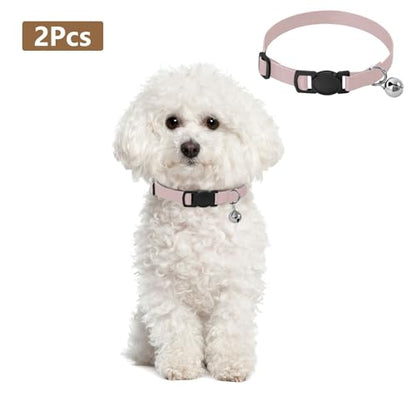 Sand Beige Collar for Kitten, 2 Pack Collar with Bell for Dog Puppy - color: Sand Beige