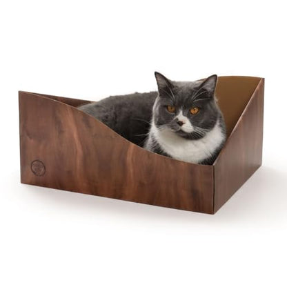 Necoichi Hideaway Cat Scratcher Box — Extra Large | Horizontal Scratch Pad + Lounger + Hideaway for Indoor Cats | 100% Recycled Cardboard, Chemical-Free - color: Dark Cherry
