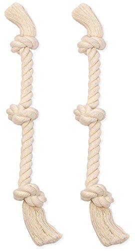 (2 Pack) 100-Percent Cotton White 3-Knot Rope Tug, Medium 20-Inch
