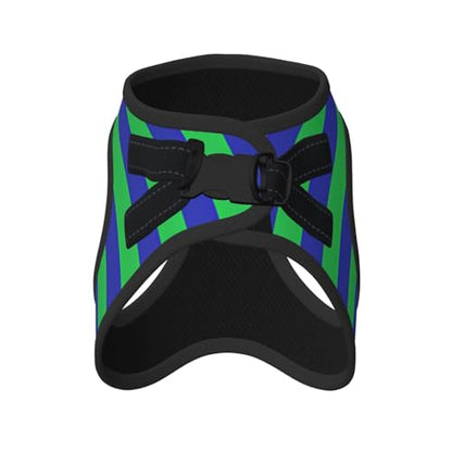 Green and Blue Stripes Dog Harness and Leash Set, No Pull Reflective Adjustable Soft Mesh Padded Pet Vest with Safety Buckle for Small Medium Dogs and Cats Large - color: Green And Blue Stripes, size: Large