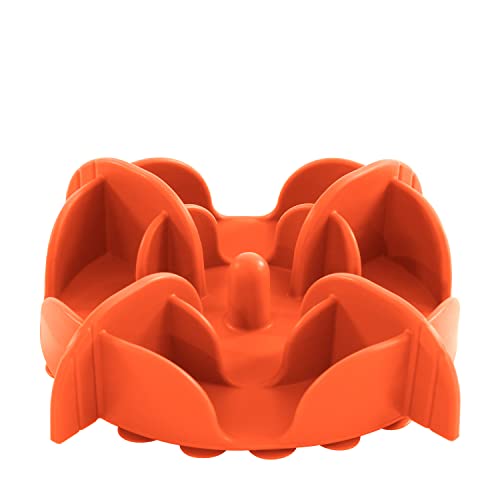 Jaoul Slow Feeder Dog Bowls Insert for Large Breed, 7 Inch Cuttable Slow Feeder Insert with 32 Octopus Suction Cups for Medium Large Size Dog Food Bowl (X-Large, Orange) - color: Orange, size: Cuttable(X-Large)