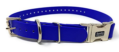 Sparky Pet Co Apollo E-Collar Replacement Strap, 1" x 30" Waterproof Biothane with Double Buckle & Quick Snap Clasp, Fits Garmin, Dogtra, SportDOG & Educator (Blue) - color: Blue, size: 1" Wide