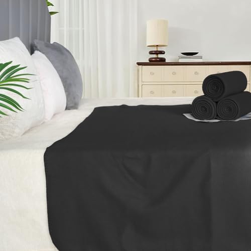 ZYFZCYBL Fleece Throw Blankets Lightweight Warm Soft Cozy Pet-Friendly Bulk Fleece Throw Blanket Solid for Home Bed, Sofa，Office,Gifts, Couch (Pack of 6-50 x 60 inch，Black) - color: Black
