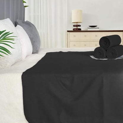 ZYFZCYBL Fleece Throw Blankets Lightweight Warm Soft Cozy Pet-Friendly Bulk Fleece Throw Blanket Solid for Home Bed, Sofa，Office,Gifts, Couch (Pack of 6-50 x 60 inch，Black) - color: Black