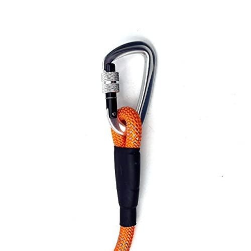 Heavy Duty Dog Leash with 1100LB Rated Locking Carabiner – 6FT Climbing-Inspired Reflective Rope Leash for Large & Medium Dogs that Pull – Padded Handle (Blaze Orange) - color: Blaze Orange