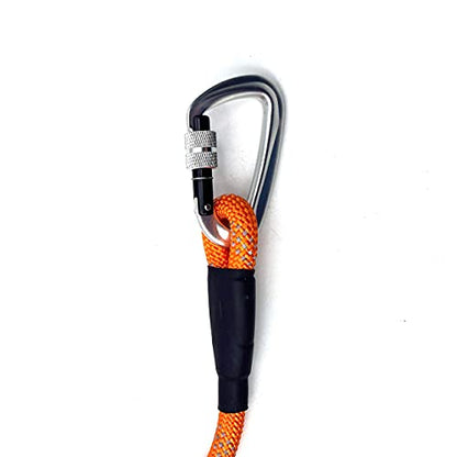 Heavy Duty Dog Leash with 1100LB Rated Locking Carabiner – 6FT Climbing-Inspired Reflective Rope Leash for Large & Medium Dogs that Pull – Padded Handle (Blaze Orange) - color: Blaze Orange