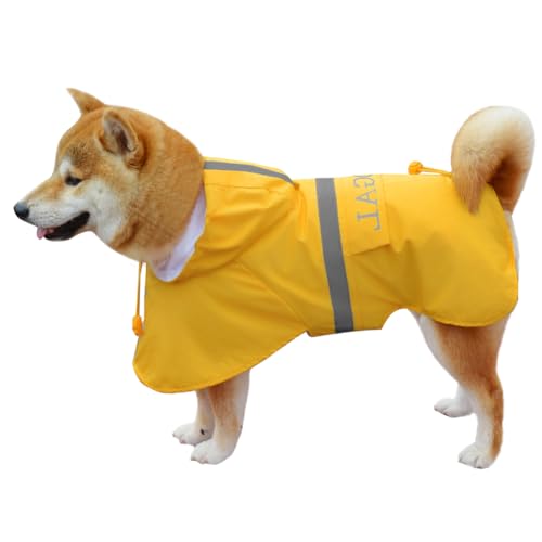 Hooded Pet Small Dog Raincoat,Dog Rain Coats for Small to Medium Sized, Pet Raincoat Apparel Poncho Waterproof Dogs Clothes Waterproof Dog Coat Dog,Raincoats Jacket (3XL,Yellow) - color: Yellow, size: 3XL-Fit for 33 to 44 pounds