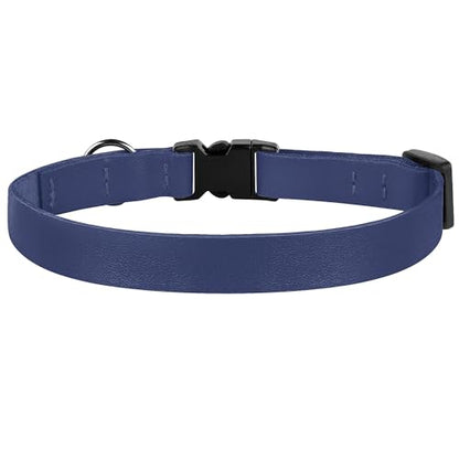 Breakaway Cat Collar with Bell - Leather Adjustable Kitten Collars with Safety Quick Release Buckle - Soft Small Pet Collars for Girl & Boy Cats (Deep Blue) - color: Deep Blue