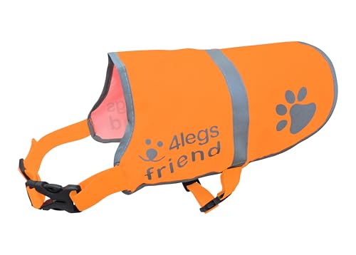 Upgraded Reflective Dog Vest. Hi-Visibility, Fluorescent Blaze Orange Dog Vest Helps Protect Your Best Friend. Safeguard Your PUP from Motorists & Hunting Accidents, On or Off Leash by 4LegsFriend - color: Orange, size: Medium