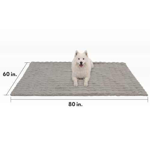 Paw Inspired Waterproof Dog Blanket, Soft Faux Fur Throw with Fur-Resistant Fleece, Washable Pet Blanket, Waterproof Protection for Couch, Bed, Furniture, Crate, Car (80x60, Gray) - color: Gray, size: 80x60"
