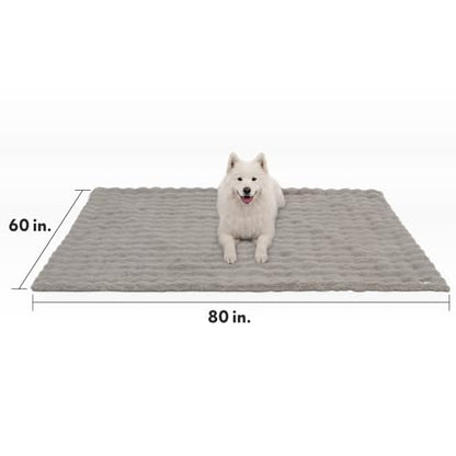 Paw Inspired Waterproof Dog Blanket, Soft Faux Fur Throw with Fur-Resistant Fleece, Washable Pet Blanket, Waterproof Protection for Couch, Bed, Furniture, Crate, Car (80x60, Gray) - color: Gray, size: 80x60"