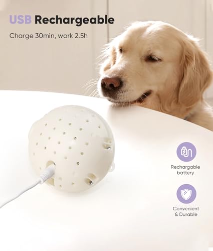 Petbobi Interactive Dog Toys Ball, USB Rechargeable Moving Dog Toy with Barking Sounds, Plush Monster Ball with Washable Cover, 4.9" Pet Toy for Small & Medium Dogs, Christmas & Birthday Gift - color: Purple