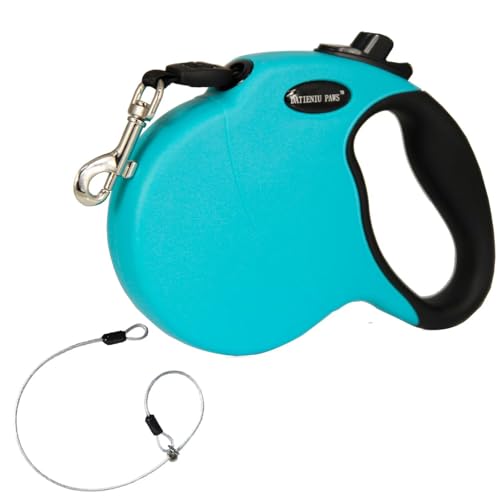 16Ft Chew Proof Retractable Dog Leash Anti-Chewing Wire Ropes Hands-Free Adjustable Safety Lock Durable Nylon Belt for Large Dogs Blue L - color: Blue, size: Large