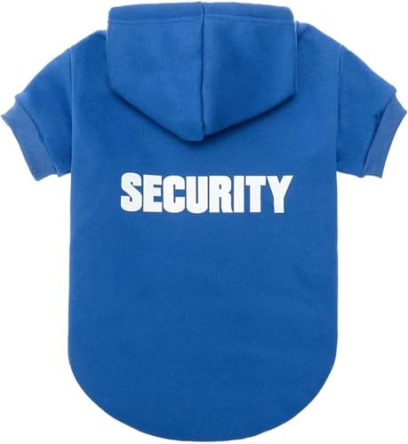 BINGPET Security Dog Hoodies Puppy Sweater Cold Weather Dog Coats Soft Brushed Fleece Pet Clothes Hooded Sweatshirt for Dog Cat - color: #1 Royal Blue(Security), size: Small (All Breed Sizes)