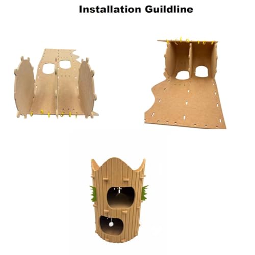 2-Tier Felt Cat House Thickened Felt Cat Cave House with Hanging Toy Ball, Enclosed Sleeping Nest for Cats, Indoor Pet Rest & Play Hut (Brown)