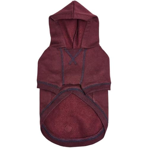 Blueberry Pet Dog Hoodie – 14″ Soft Cotton‑Blend Sweater for Small Dogs, Burgundy Red, Award‑Winning Frenchie Apparel - color: Dog Hoodie - Burgundy Red, size: 14 inch (Pack of 1)