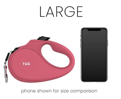 TUG Monochrome 360° Tangle-Free Retractable Dog Leash | 16 ft Strong Nylon Tape (Large, Pink) - color: Pink, size: Large, 16 ft