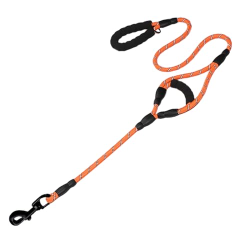 Heavy Duty Dog Leash with 2 Comfortable Padded Handles, Reflective Double Handle Dog Leash Lead for Small Medium Large Dogs Walking Training Running (Orange, 6FT) - color: Orange, size: 6FT