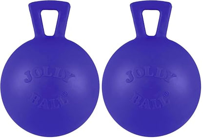 Jolly Pets Tug-n-Toss Heavy Duty Dog Toy Ball with Handle, 4 Inches/Petite, Blue (404 BL),Small Breeds (Pack of 2) - color: Blue, size: 4 in/Petite (Pack of 2)