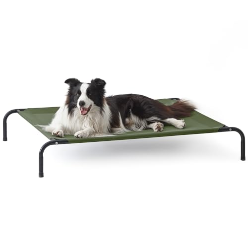 Love's cabin Elevated Cooling Dog Bed for Large Dogs, Portable Indoor & Outdoor Raised Pet Dog Cat Cot, Durable Summer Frame with Breathable Mesh, Olive Green, 48 inches - color: Olive Green