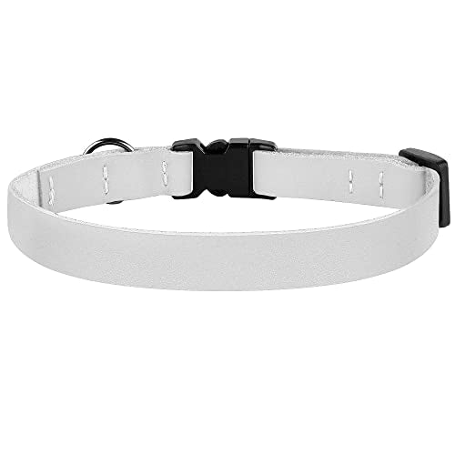 Breakaway Cat Collar with Bell - Leather Adjustable Kitten Collars with Safety Quick Release Buckle - Soft Small Pet Collars for Girl & Boy Cats (White) - color: White