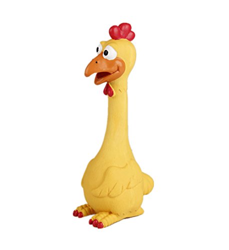 Tamu style Rubber Chicken Squeaky Dog Toys for Small, Medium or Large Pet Breeds, Play Fetch, Reduce Separation Anxiety - color: Yellow