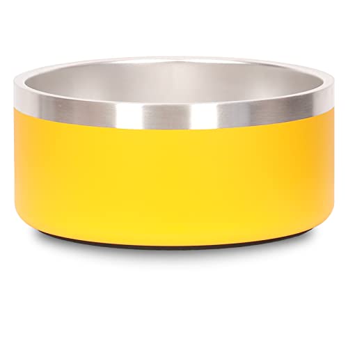 Large Dog Water Bowl Yellow Stainless Steel Dogs Bowls Outdoor Insulated No Spill Pet Food Bowl for Large Dogs Cats & Pet Gifts for Dog Lover Mom Girl Dad, (Yellow)
