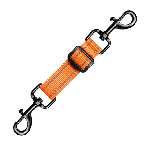 Dog Collar Safety Clip, Reflective Double-Ended Backup Connector for Harness to Collar, Adjustable Safety Clip for Prong, Pinch Collars, Prevents Escapes & Accidental Disconnection - color: Orange, size: M