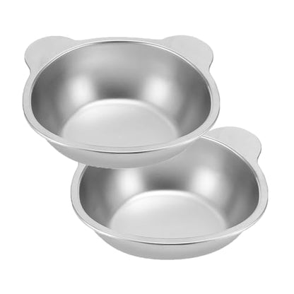 Stainless Steel Raised Cat Food Bowl for 2 Bowls, 5.9-Inch Replaceable Cat Bowl, Pack of 2 Indoor Cat Dishes for Food and Water (Dishwasher Safe) - size: 2Plates
