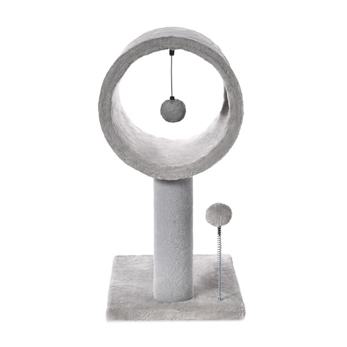 Cat Craft Scratching Post 20.5" Cat Tree with Tunnel Carpet Cat Tower Kitten Tree Cat Tree with Hanging Ball for Indoor Cat, Grey - color: Light Grey