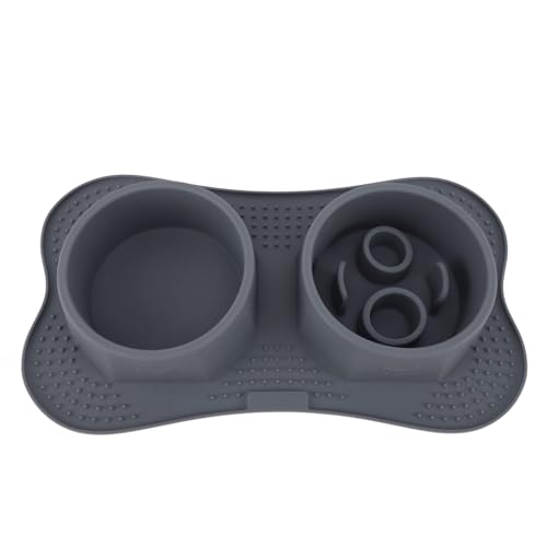 Jeanoko Silicone Double Pet Bowls Non Spill Mat Mess Free Feeding for Dogs Cats Large Small Multifunctional for Home Kitchen (Large) - size: Large