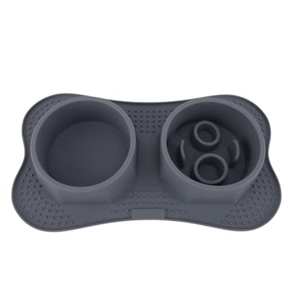 Jeanoko Silicone Double Pet Bowls Non Spill Mat Mess Free Feeding for Dogs Cats Large Small Multifunctional for Home Kitchen (Small) - size: Small