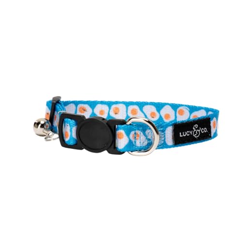 Lucy & Co. Eggcelent Breakaway Cat Collar with Bell – Designer Print Adjustable Safety Collar for Cats, Kittens & Small Dogs, Lightweight Pet Collar for Boy & Girl Cats – Large - color: Eggcellent, size: Large