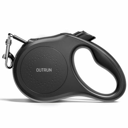 OUTRUN Retractable Dog Leash 16.5 FT Walking Leash up to 55 Lbs, Strong Nylon Tape No Tangle, Heavy Duty One-Handed Brake Lock Perfect for Small & Medium Sized Dogs and Pets - color: Black