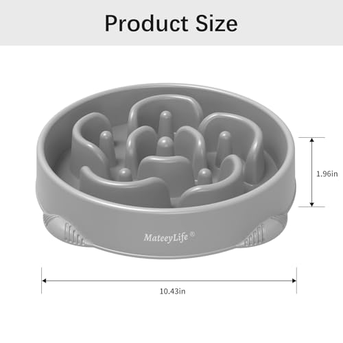 MateeyLife Large Slow Feeder Dog Bowls, Anti-Choking Puzzle Dog Food Bowls, Anti-Slip Interactive Feeding Slow Down Eating, Bloat Stop Maze Dishes for Large Breeds 4 Cups Gray - color: I-Gray, size: Large