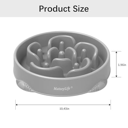 MateeyLife Large Slow Feeder Dog Bowls, Anti-Choking Puzzle Dog Food Bowls, Anti-Slip Interactive Feeding Slow Down Eating, Bloat Stop Maze Dishes for Large Breeds 4 Cups Gray - color: I-Gray, size: Large