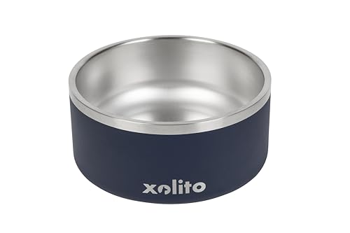 Xolito Pets Stainless Steel Dog Bowl 64 oz - Non-Slip Insulated Water Bowl for Large Dogs - Heavy Duty Double Wall Metal Feeder for Food & Water, Dishwasher Safe (Blue) - color: Blue