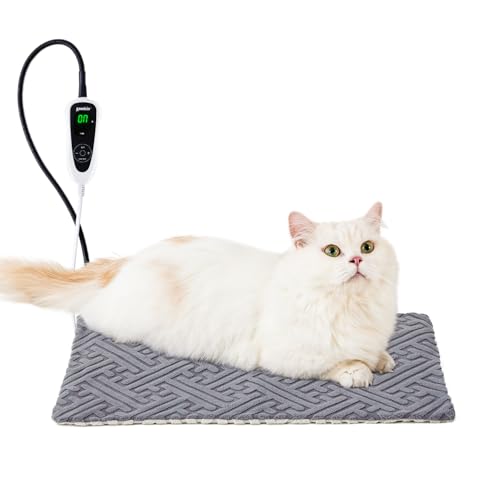 ZOMISIA Cat Heating Pad - 11 Adjustable Temperature and 25 Timer Options, Heated Cat Bed Indoor with Chew-Resistant Cord for Small Dogs, 17.5x14 Inch - size: S: 17.5" x 14"