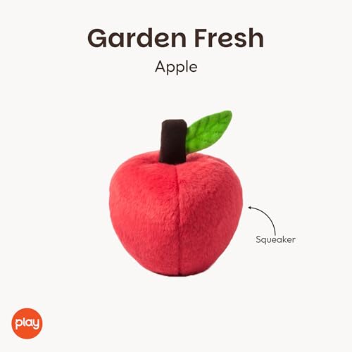 P.L.A.Y. Cute Plush Dog Toys - Fruit & Vegetable Themed Durable Squeaker Chew Toy, Great for Puppies & Small, Medium, Large Dogs - Machine Washable, Recycled Materials (Garden Fresh Apple, Medium) - color: Apple, size: Medium