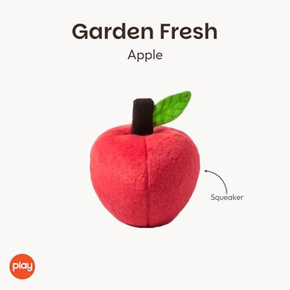 P.L.A.Y. Cute Plush Dog Toys - Fruit & Vegetable Themed Durable Squeaker Chew Toy, Great for Puppies & Small, Medium, Large Dogs - Machine Washable, Recycled Materials (Garden Fresh Apple, Medium) - color: Apple, size: Medium